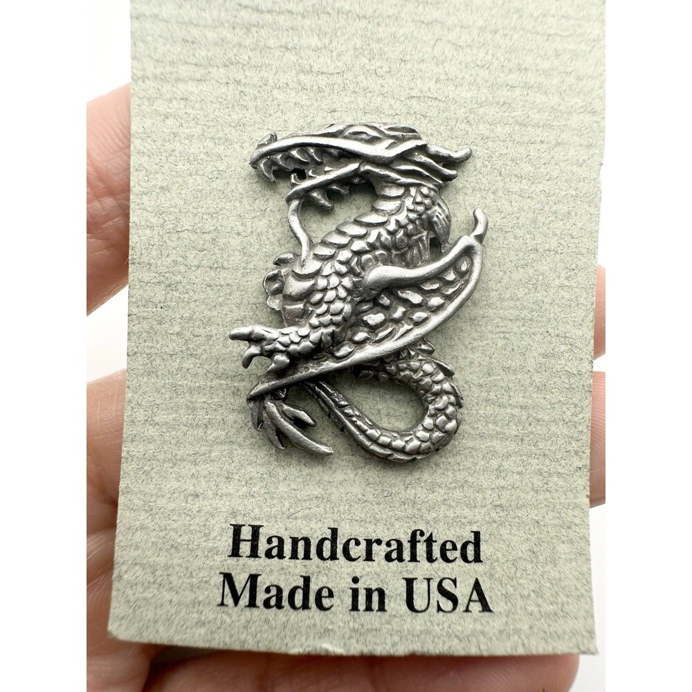 Handcrafted In USA Pewter Dragon Pin